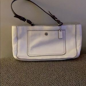 Authentic Coach, medium white leather tote.